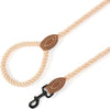 Dog Leash, Braided Cotton Rope Leashes with Leather Tip - Heavy Duty Metal Clasp, 6FT, 1/2" Thick - Wedding, Walking & Training Leash for Small Medium Large Dogs (Light Brown)