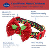 Christmas Holly Dog Collar with Bowtie, Small Adjustable 12"-16" Neck, Holiday Collar for Small Dogs