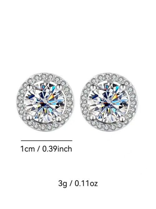 S925 Silver Color Moissanite Studs Earrings, Classic Fashion Ear Jewelry, Perfect Birthday & Mother'S Day Gift, Unisex Wedding Set