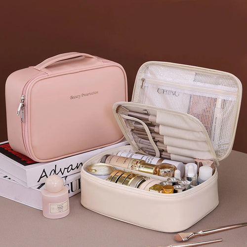Nuevo neceser de cosméticos para mujer, bolsa de almacenamiento portátil, neceser de maquillaje de lujo de gran capacidad, organizador de viaje, neceser de tocador esencial