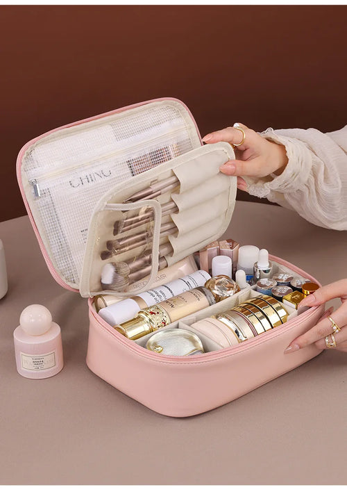 Nuevo neceser de cosméticos para mujer, bolsa de almacenamiento portátil, neceser de maquillaje de lujo de gran capacidad, organizador de viaje, neceser de tocador esencial