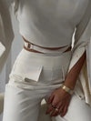 Solid Color Pants Set Crossover Two Piece Set with High Collar Long sleeves  Solid Women  Wide Leg Pants Suit Office Clothing