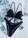 Sexy Underwire Bikini 2024 Women Black Patchwork Ruffle Push Up Micro Swimsuit Beach Bathing Suit High Waist Swimwear Biquini