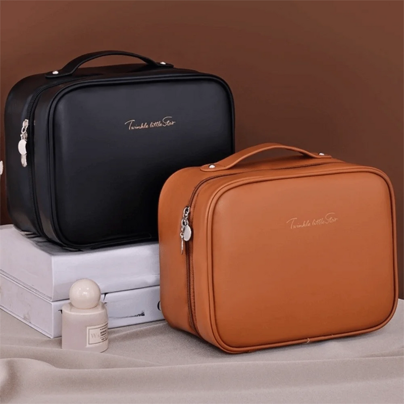 Luxury Double Layer Cosmetic Bag Large Capacity Transparent Pouch Make Up Storage Organizer Zipper Handbag Portable Toiletry Bag
