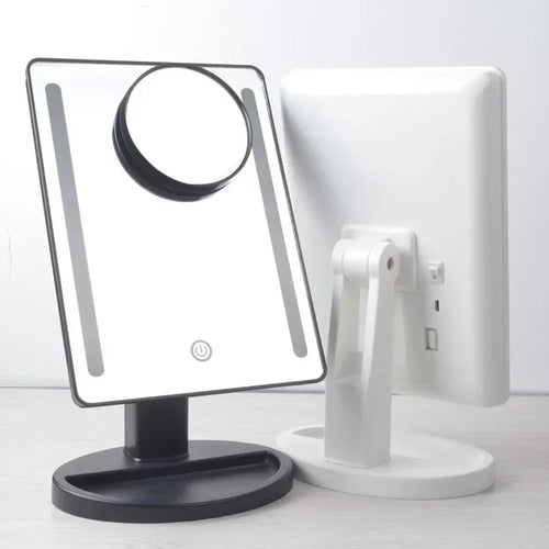 Espejo de Maquillaje Iluminado con Luz LED Espejos de Maquillaje de Mesa o Escritorio Espejo de Belleza Iluminado con Aumento de 10x Tocador Carga USB