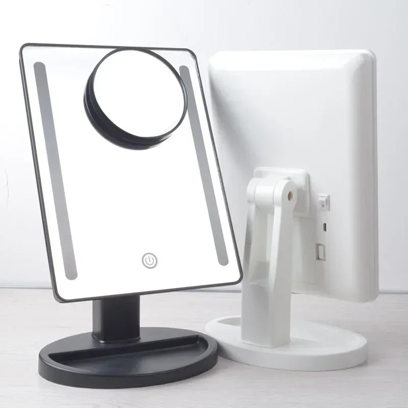 Led Lighted Mirror Makeup Mirrors Desktop Tabletop Illuminated Beauty Mirror 10x Magnifying Mirror Dresser Usb Charge