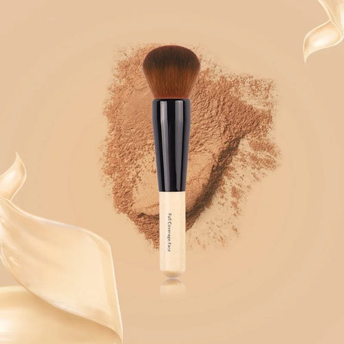 Brochas de Maquillaje de Lujo para Champán Brocha Plana para Base Brocha Grande para Rostro Brocha de Reparación Brocha para Contorno para Líquidos Cremas Polvos