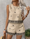 Women's Fashionable Two-Piece Set Sleeveless Top with Short Pants Casual Comfortable Outfit Combo