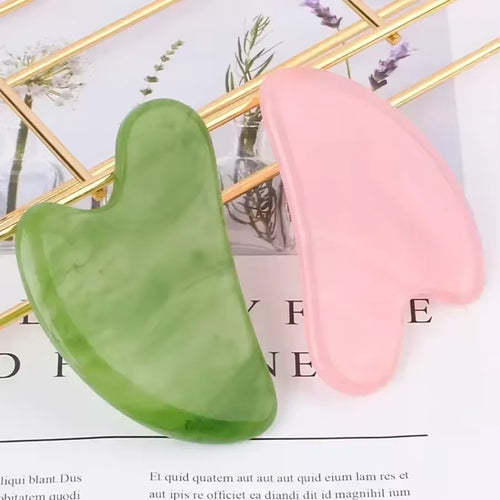 Tabla de masaje Gua Sha de resina natural, piedra de jade para cara, rosa, herramientas de raspadores de masajeador facial Guasha para cara, cuello, espalda, cuerpo