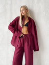 2025 New Casual Cotton Shirt Pants Suit Lapel Single Breasted Loose Long-sleeved Shirt+Wide-leg Pants Casual Sets Women Clothing
