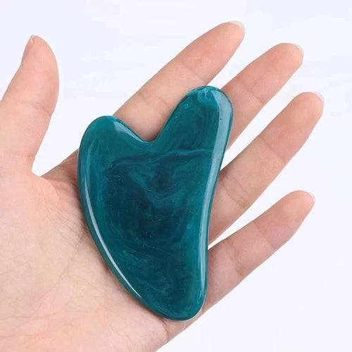 Tabla de masaje Gua Sha de resina natural, piedra de jade para cara, rosa, herramientas de raspadores de masajeador facial Guasha para cara, cuello, espalda, cuerpo