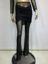 Women Luxury Sexy Long Sleeve Mesh Black Beige Two Piece Pants Set 2024 Celebrity Designer Fashion Women's Set