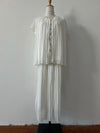 Summer New High-end Chiffon Shirt V-neck Slimming Blouses Pleated Skirts A-line Midi Skirt Set White Two Piece Set Women Outfits