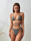 Sexy Women's Strappy Bikini Solid Color Beach European American Style Fashionable Swimsuit for Women Summer Fashion Beach Style