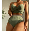 Bikini European American New 2023 Gold Sexy Bikini Women's Printed Steel Bracket Triangle Swimwear Push Up One Piece Swimwear