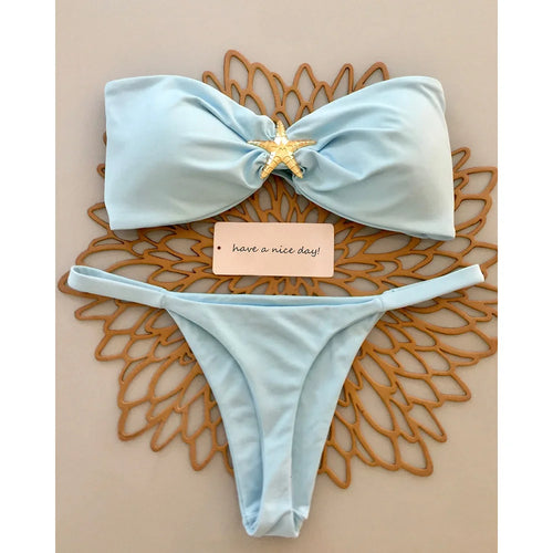 Push Up Bikinis 2025 Traje de baño sexy para mujer, conjunto de micro bikini, traje de baño, ropa de playa, Bandeau Brasileño Biquini