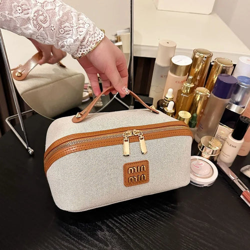 Neceser Nuevo retro lujo ligero simple lona bolsa de almacenamiento portátil Gran capacidad productos para el cuidado de la piel de primera calidad Bolsa de lavado