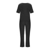 Women's Cotton Linen Suit Summer Matching Suit Half-sleeved Round Neck Tie Elastic Waist Trousers Wide-leg Pants Retro Suit