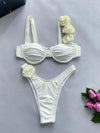 2025 Strappy Bikinis Sexy 3D Floral Swimsuit Women Separation Stereo Swimwear Female Bathers Bathing Swimming Suit Beachwear