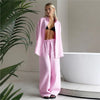 2025 New Casual Cotton Shirt Pants Suit Lapel Single Breasted Loose Long-sleeved Shirt+Wide-leg Pants Casual Sets Women Clothing