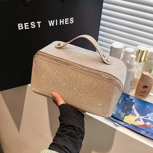 Bolso Cosmético Brillante de Alta Calidad, Gran Capacidad, Portátil, Neceser de Viaje, Organizador, Bolso de Mano