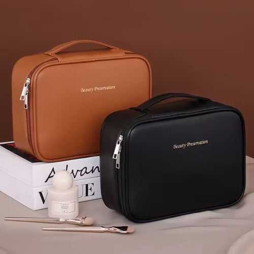 Neceser de maquillaje para mujer, bolsa de cosméticos de doble capa, organizador de cosméticos de lujo de gran capacidad, artículos esenciales de viaje, neceser de mujer