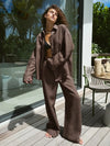 2025 New Casual Cotton Shirt Pants Suit Lapel Single Breasted Loose Long-sleeved Shirt+Wide-leg Pants Casual Sets Women Clothing