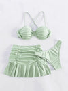 2026 Push Up 3 Pieces Bikini & Beach Slirt Swimsuit Women Strappy Swimwear Female Bathers Bathing Swimming Swim Suit Beachwear