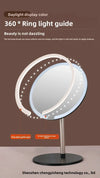 Wholesale 2026 New LED Makeup Mirror Round Desktop Mirror with Light Metal Small Gift