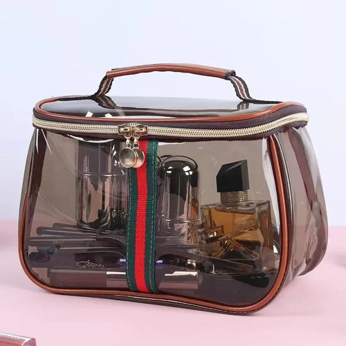 Neceser portátil Sensación de lujo Bolsa de cosméticos de mano Bolsa de maquillaje de PVC impermeable de gran capacidad transparente