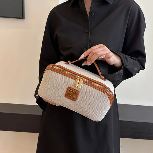 Neceser Nuevo retro lujo ligero simple lona bolsa de almacenamiento portátil Gran capacidad productos para el cuidado de la piel de primera calidad Bolsa de lavado