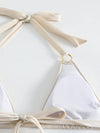 Micro Bikini Sexy Women Swimsuit 2024 Solid Beige Halter Ring Linked Push Up Mini Bikinis Summer Bathing Suit Thong Swimwear