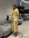Women's Elegant Coat Pant Sets Full Sleeve V Lace Top Wide Leg Pants Female Suits 2026 Spring Summer Solid Satin Lady Set