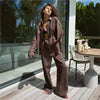 2025 New Casual Cotton Shirt Pants Suit Lapel Single Breasted Loose Long-sleeved Shirt+Wide-leg Pants Casual Sets Women Clothing