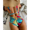 Bikini European American New 2023 Gold Sexy Bikini Women's Printed Steel Bracket Triangle Swimwear Push Up One Piece Swimwear