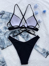 Sexy Underwire Bikini 2024 Women Black Patchwork Ruffle Push Up Micro Swimsuit Beach Bathing Suit High Waist Swimwear Biquini