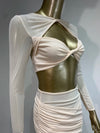 Women Luxury Sexy Long Sleeve Mesh Black Beige Two Piece Pants Set 2024 Celebrity Designer Fashion Women's Set