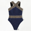 Bikini European American New 2023 Gold Sexy Bikini Women's Printed Steel Bracket Triangle Swimwear Push Up One Piece Swimwear