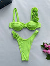 2025 Strappy Bikinis Sexy 3D Floral Swimsuit Women Separation Stereo Swimwear Female Bathers Bathing Swimming Suit Beachwear