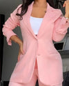 Pants Sets Two Piece Women Cardigan Blazer Button Turn Down Collar Coat Wide Leg Pants Pockets Solid Elegant Suit Office Lady