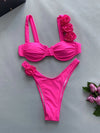 2025 Strappy Bikinis Sexy 3D Floral Swimsuit Women Separation Stereo Swimwear Female Bathers Bathing Swimming Suit Beachwear