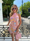 CNYISHE Halter Prints Backless Sleevless Suits Fashion Sheath Sexy Club Women Sets Summer Chic Female Fit 2-Pieces(Tops+Short)