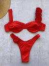 2025 Strappy Bikinis Sexy 3D Floral Swimsuit Women Separation Stereo Swimwear Female Bathers Bathing Swimming Suit Beachwear