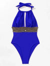 Bikini European American New 2023 Gold Sexy Bikini Women's Printed Steel Bracket Triangle Swimwear Push Up One Piece Swimwear