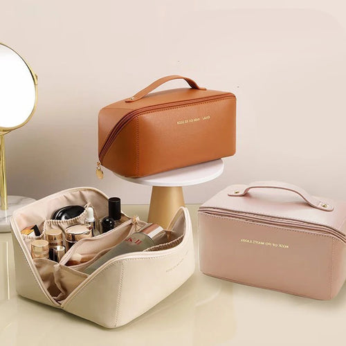 Bolsa de cosméticos de gran capacidad, estuche de maquillaje para mujer, neceser, estuche de maquillaje, estuche de almacenamiento, bolsa organizadora de lujo para mujer, viaje con cremallera.
