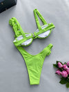 2025 Strappy Bikinis Sexy 3D Floral Swimsuit Women Separation Stereo Swimwear Female Bathers Bathing Swimming Suit Beachwear