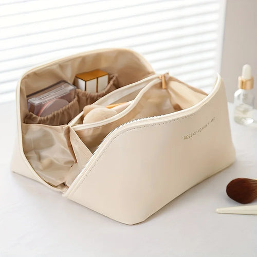 Neceser de viaje de lujo de gran capacidad para mujer, caja organizadora de maquillaje con cremallera