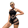 Summer Beach Fashion Women Sleeveless Backless Hollow Dress Criss Cross Straps Mesh Bodycon Mini Dress Beach Cover Up Clubwear