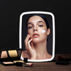 LED Makeup Mirror with Stand Desktop Folding Compact Square Travel Cosmetic Portable Lighted Vanity Mirror Touch Screen Tabletop