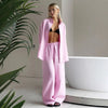 2025 New Casual Cotton Shirt Pants Suit Lapel Single Breasted Loose Long-sleeved Shirt+Wide-leg Pants Casual Sets Women Clothing